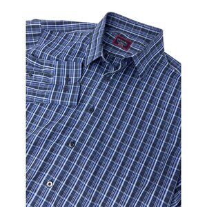 UNTUCKit Button UP Dress Shirt Navy Blue Plaid Size Large Men's Long Sleeve